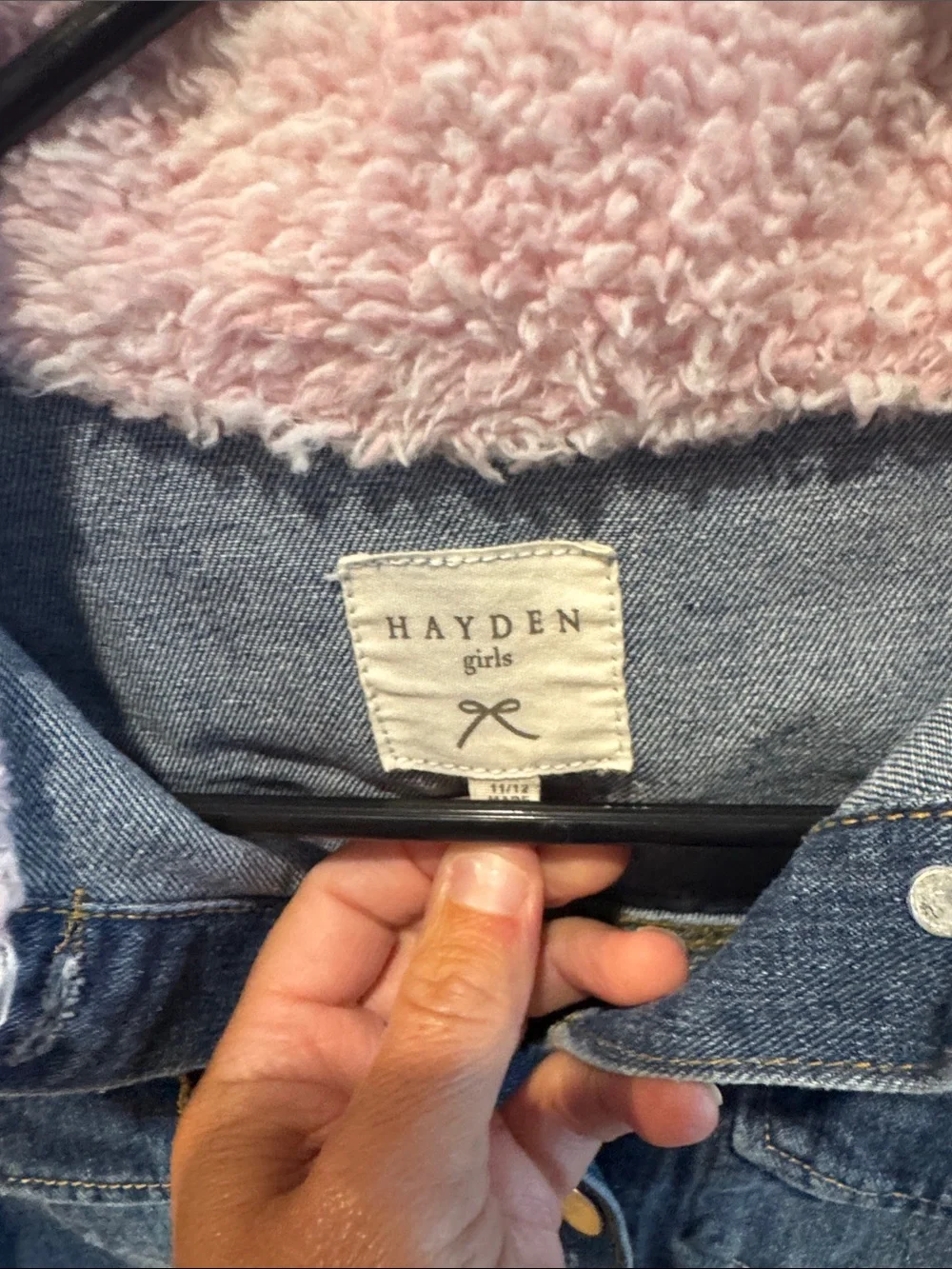 Hayden Girl Pink Collar Denim Jacket for Kids - Unknown Brand
